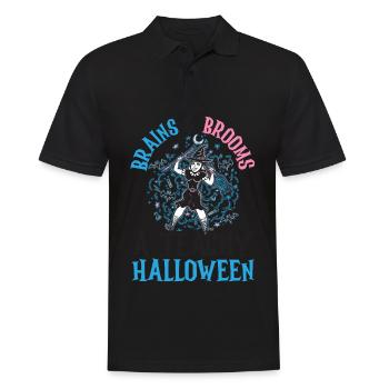 Brains & Brooms: Un tunt d’horreur éducatif d’Halloween - Polo Homme - noir - Devant - Kai (181cm)
