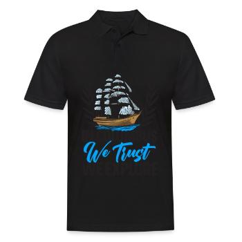 Wir vertrauen auf Kolumbus und erforschen den Kolu - Männer Poloshirt - Schwarz - Vorne - Kai (181cm)