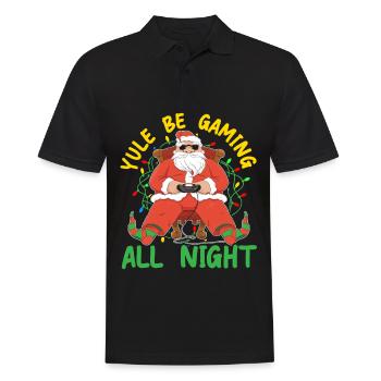 Yule Be Gaming All Night Gaming Weihnachten - Männer Poloshirt - Schwarz - Vorne - Kai (181cm)