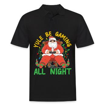 Yule Be Gaming All Night Gaming Weihnachten - Männer Poloshirt - Schwarz - Vorne - Kai (181cm)
