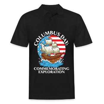 Kolumbus-Tag: Zum Gedenken an die Entdeckung von K - Männer Poloshirt - Schwarz - Vorne - Kai (181cm)
