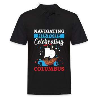 Durch die Geschichte navigieren und den Kolumbus-T - Männer Poloshirt - Schwarz - Vorne - Kai (181cm)