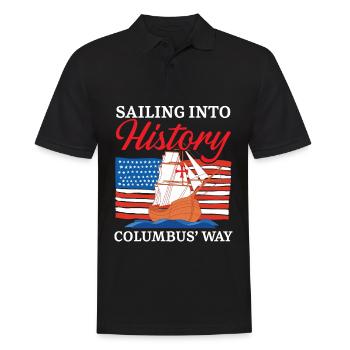 Mit dem Schiff in die Geschichte - Kolumbus' Weg - - Männer Poloshirt - Schwarz - Vorne - Kai (181cm)