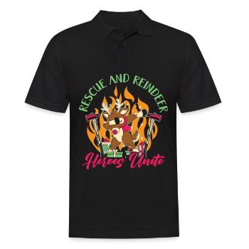 Rettung und Rentiere: Helden vereinen Weihnachten - Männer Poloshirt - Schwarz - Vorne - Kai (181cm)