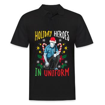 Héros des Fêtes en uniforme Police du Père Noël - Polo Homme - noir - Devant - Kai (181cm)