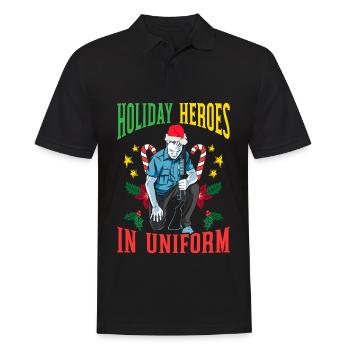 Héros des Fêtes en uniforme Police du Père Noël - Polo Homme - noir - Devant - Kai (181cm)