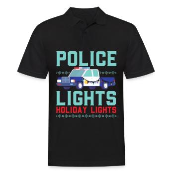 Police Lumières Joies Festives Police Noël - Polo Homme - noir - Devant - Kai (181cm)