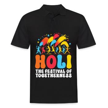 Happy Holi Grüße Hinduismus Indisches Fest - Männer Poloshirt - Schwarz - Vorne - Kai (181cm)
