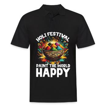 Happy Holi Greetings Hinduism Indian Festival - Men's Polo Shirt - black - Front - Kai (181cm)
