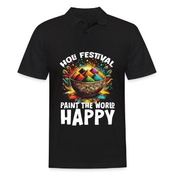 Happy Holi Grüße Hinduismus Indisches Fest - Männer Poloshirt - Schwarz - Vorne - Kai (181cm)