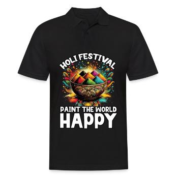 Happy Holi Grüße Hinduismus Indisches Fest - Männer Poloshirt - Schwarz - Vorne - Kai (181cm)