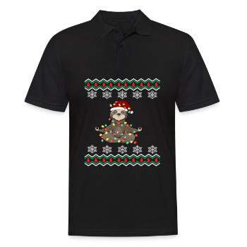 Lustiges Weihnacht Faultier Weihnachten Winter - Männer Poloshirt - Schwarz - Vorne - Kai (181cm)