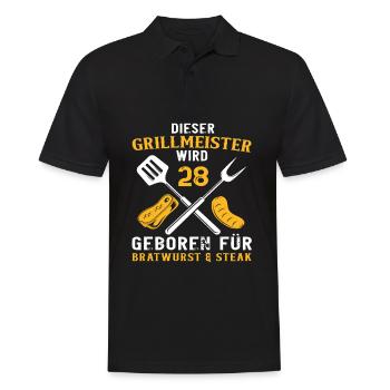 Lustig Grillen Griller 28 Geburtstag Grill Spruch - Männer Poloshirt - Schwarz - Vorne - Kai (181cm)
