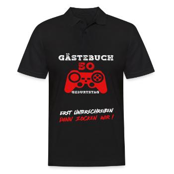Gaming 50 Geburtstag Controller Gamer Spruch - Männer Poloshirt - Schwarz - Vorne - Kai (181cm)