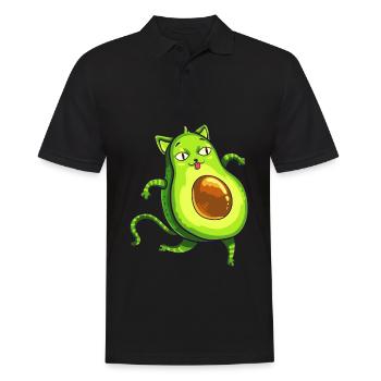 Avocado Avogato Katze Kätzchen Mietze Geschenk - Männer Poloshirt - Schwarz - Vorne - Kai (181cm)