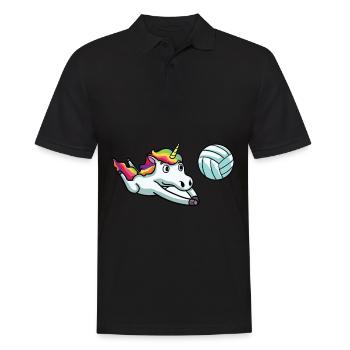Cadeau de joueur de volleyball de volleyball Licorne - Polo Homme - noir - Devant - Kai (181cm)