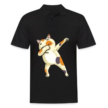 Dabbing Cat Lover Dance Funny Gift - Men's Polo Shirt - black - Front - Kai (181cm)