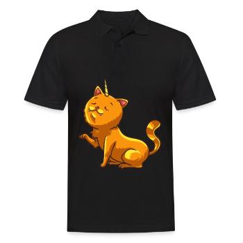 Einhorn Katze Lustige Süße Liebhaber Geschenk - Männer Poloshirt - Schwarz - Vorne - Kai (181cm)