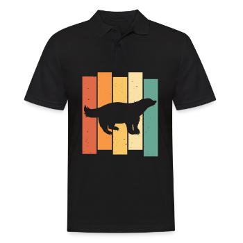 Honigdachs Dachs Marder Lustig Süßer Vintage Retro - Männer Poloshirt - Schwarz - Vorne - Kai (181cm)