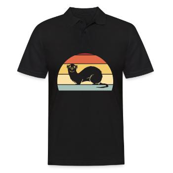 Frettchen Lustiges Wiesel Vintage Retro - Männer Poloshirt - Schwarz - Vorne - Kai (181cm)
