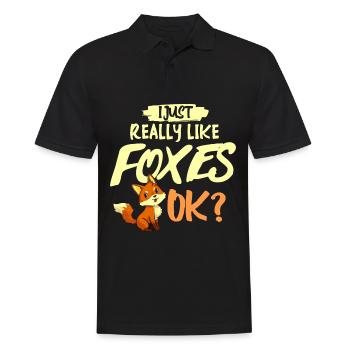 Fox red fox funny wild dog foxes - Men's Polo Shirt - black - Front - Kai (181cm)