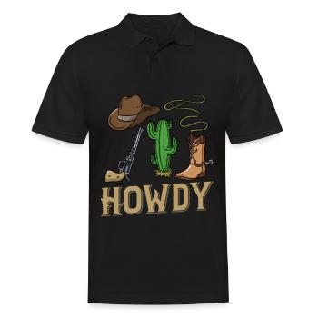 Cowboy Western Country - Männer Poloshirt - Schwarz - Vorne - Kai (181cm)