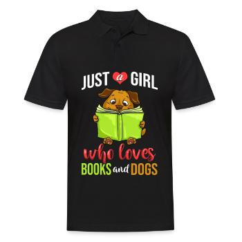 Buch Hund Lesender Bücherwurm Bibliothekar Leser - Männer Poloshirt - Schwarz - Vorne - Kai (181cm)