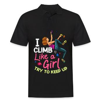Felsklettern Klettern Indoor Bouldern Mädchen Wand - Männer Poloshirt - Schwarz - Vorne - Kai (181cm)