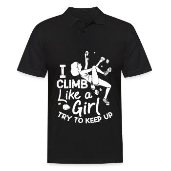 Felsklettern Klettern Indoor Bouldern Mädchen Wand - Männer Poloshirt - Schwarz - Vorne - Kai (181cm)