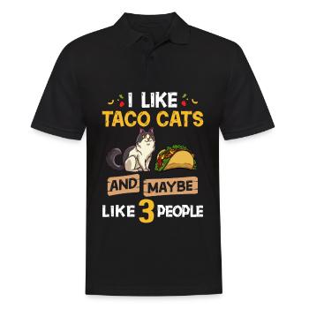 Tacocat Taco Cat Kitten Fast Food - Men's Polo Shirt - black - Front - Kai (181cm)