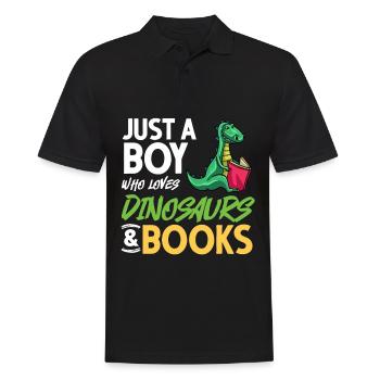 Dinosaur Book Read Dino Read Funny Readers - Men's Polo Shirt - black - Front - Kai (181cm)