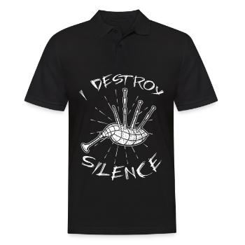 I Destroy Silence Dudelsack Sackpfeife Geschenk - Männer Poloshirt - Schwarz - Vorne - Kai (181cm)