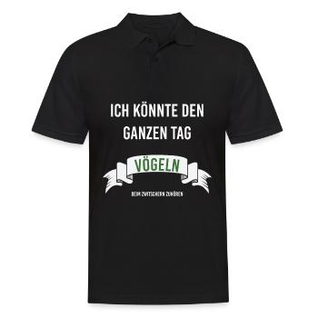 Ich könnte den ganzen Tag Vögeln beim zwitschern - Männer Poloshirt - Schwarz - Vorne - Kai (181cm)