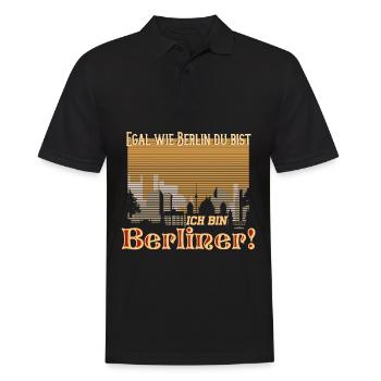 lustiger Spruch - Egal wie Berlin Ich bin Berliner - Männer Poloshirt - Schwarz - Vorne - Kai (181cm)