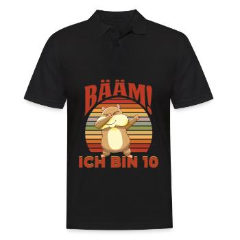 Kinder Hamster Dabbing 10. Geburtstag 10 Jahre - Männer Poloshirt - Schwarz - Vorne - Kai (181cm)