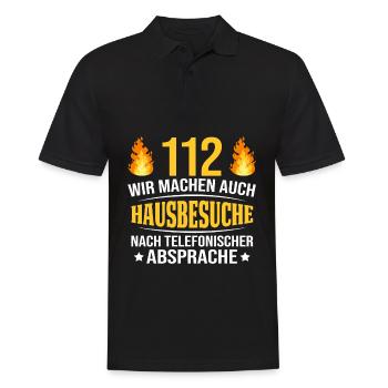 112 Hausbesuche - Feuerwehr Feuerwehrmann - Männer Poloshirt - Schwarz - Vorne - Kai (181cm)