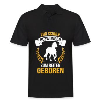 Pferd Teenager Schule - Geschenk, Geschenkidee - Männer Poloshirt - Schwarz - Vorne - Kai (181cm)