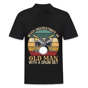 Schlagzeuger Schlagzeug Drummer Musiker - Männer Poloshirt - Schwarz - Vorne - Kai (181cm)