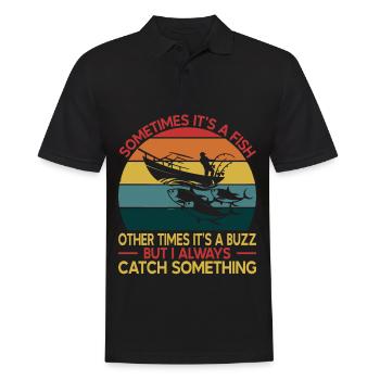 Pêche Pêche Pêcheur Pêche Canne à pêche - Polo Homme - noir - Devant - Kai (181cm)