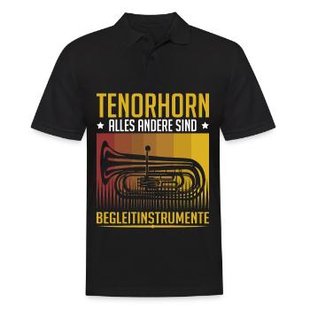 Tenorhorn Blechblasinstrument Musikinstrument - Männer Poloshirt - Schwarz - Vorne - Kai (181cm)