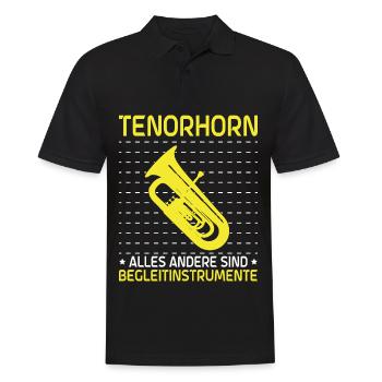 Tenorhorn Blechblasinstrument Musikinstrument - Männer Poloshirt - Schwarz - Vorne - Kai (181cm)