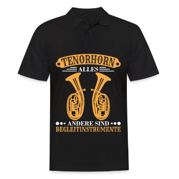 Tenorhorn Blechblasinstrument Musikinstrument - Männer Poloshirt - Schwarz - Vorne - Kai (181cm)