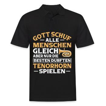 Tenorhorn Blechblasinstrument Musikinstrument - Männer Poloshirt - Schwarz - Vorne - Kai (181cm)