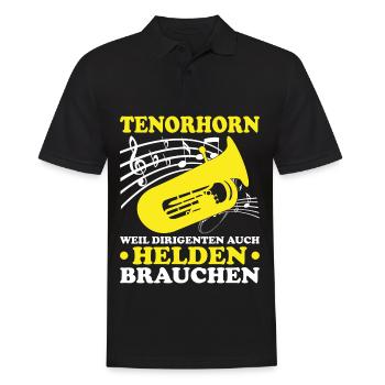 Tenorhorn Blechblasinstrument Musikinstrument - Männer Poloshirt - Schwarz - Vorne - Kai (181cm)