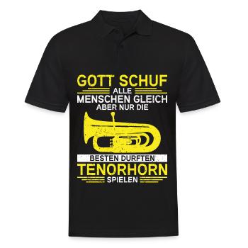 Tenorhorn Blechblasinstrument Musikinstrument - Männer Poloshirt - Schwarz - Vorne - Kai (181cm)