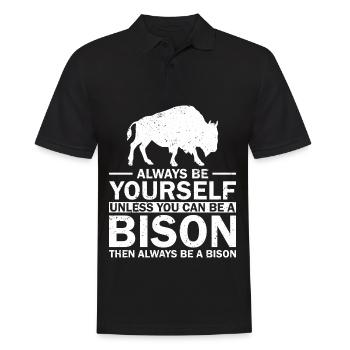 Bison National Park Buffalo - Men's Polo Shirt - black - Front - Kai (181cm)