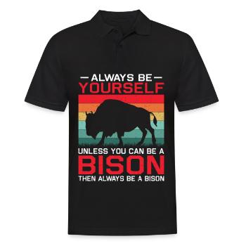 Bison National Park Buffalo - Men's Polo Shirt - black - Front - Kai (181cm)
