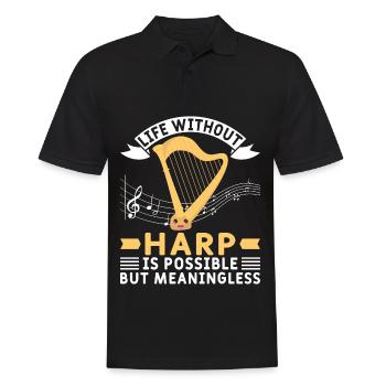 Harfe Musiker Harfenspielerin - Männer Poloshirt - Schwarz - Vorne - Kai (181cm)