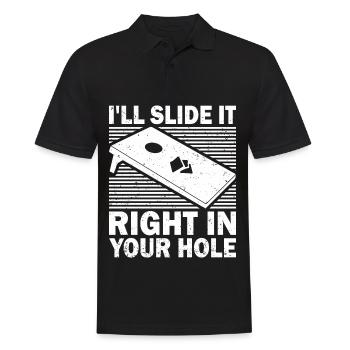 Cornhole Bean Bag Sackloch - Männer Poloshirt - Schwarz - Vorne - Kai (181cm)