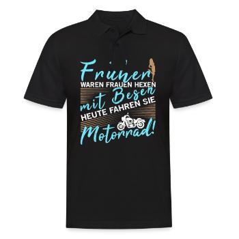 Bikerfrau Bikerhexe Bikerin Geschenk Besen Bike - Männer Poloshirt - Schwarz - Vorne - Kai (181cm)
